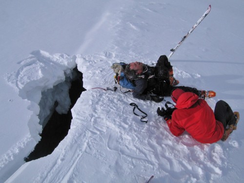 Ben Ditto screaming for joy after hanging upside down in a crevasse for 30 minutes.