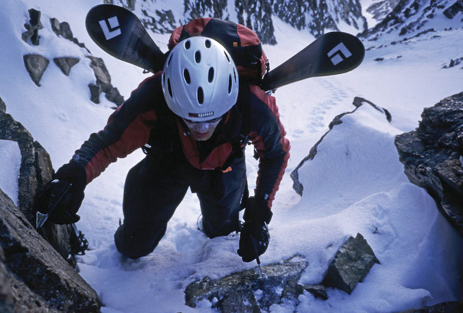 Climbing through a section of rocks.  